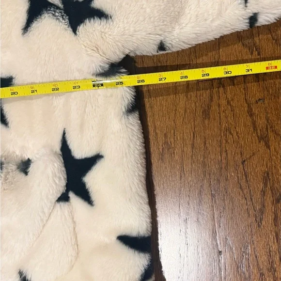 Popsugar Star Patterned Faux Fur Collared Coat XXL EUC - Picture 10 of 11